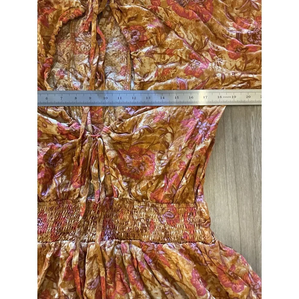 Free People Orange Dance‎ Til Dawn Romper Size Women's XS Ruffled Tie Up Romper